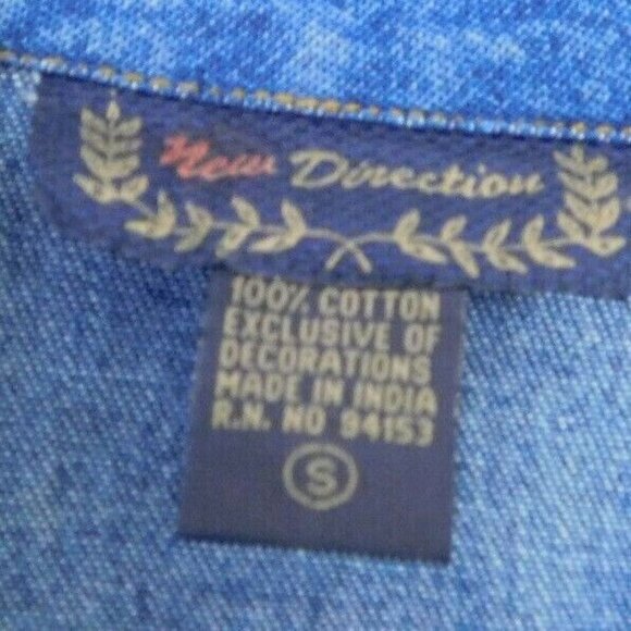 New Direction Womens Dark Wash Denim Jacket Bead Sequin Embellished Size Small - Picture 5 of 8